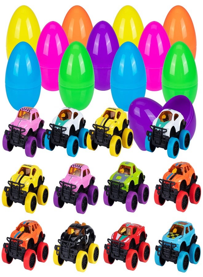 ThinkMax 12pcs Easter Eggs Prefilled with Pull Back Cars, with toys inside for Easter Eggs Hunt, Easter Basket Stuffers, Party Favor, and Classroom Prize Supplies - Image 1